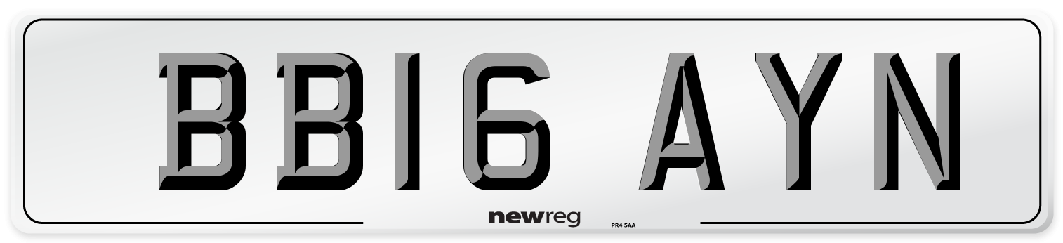 BB16 AYN Number Plate from New Reg